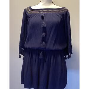 Lilly Pulitzer Joelle Off Shoulder True Navy Blue Mini Dress size XS